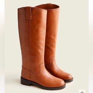 J CREW Knee High Tall Leather Riding Boots Brown Size 6.5